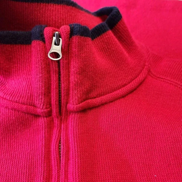 Polo Ralph Lauren Sweater Men Size Large Red Cotton Pullover 1/4 Zip Mock Neck - Picture 6 of 9